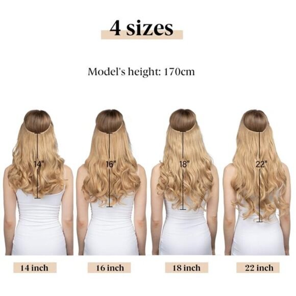 SARLA Invisible Wire Hair Extensions with 3 Clips Synthetic Wavy Curly - Picture 12 of 15